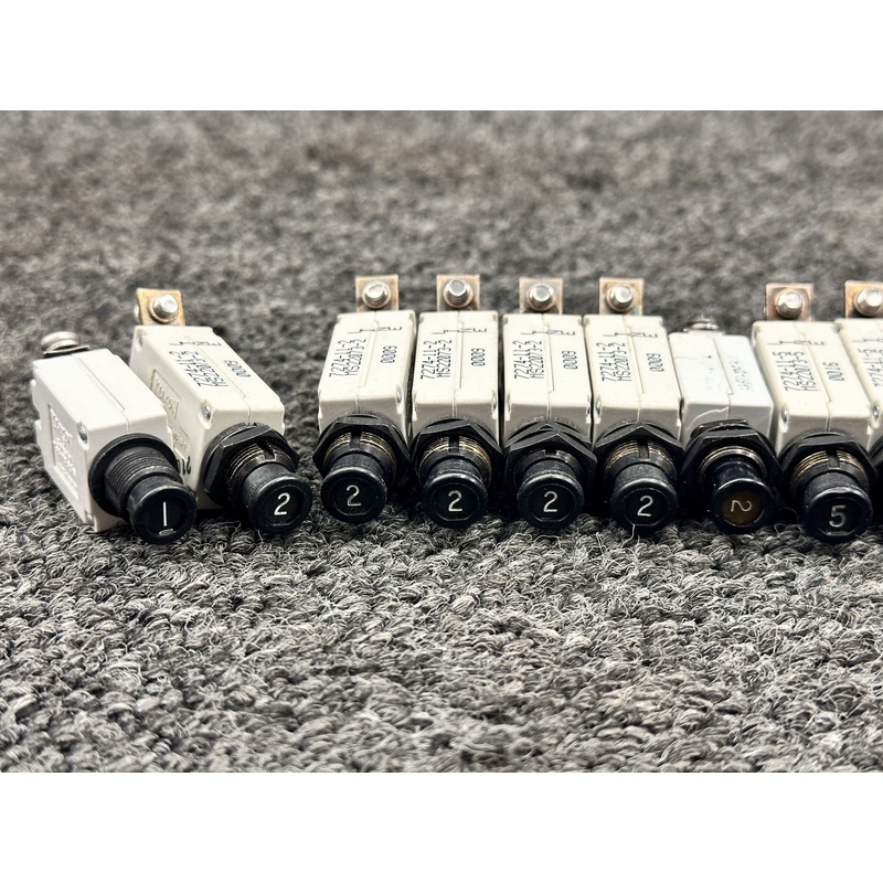 7274-11-2, 7274-11-5 Klixon Circuit Breakers (Set of 17, Amps Vary)