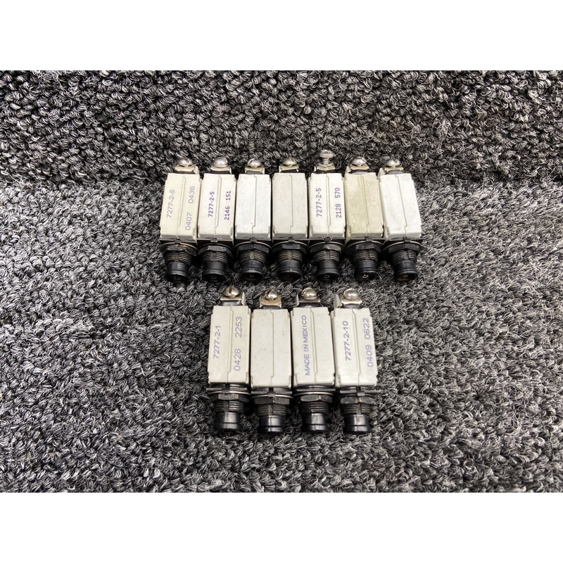 7277-2 Klixon Push To Reset Circuit Breaker Set (Amps: 1, 3, 5, 10)