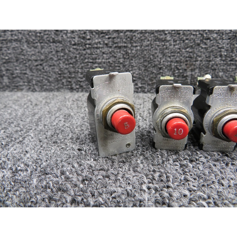 PSM-5N, PSM-10N, PSM-15N Klixon PSM Circuit Breaker (Set of 10, Amps: 5, 10, 15)