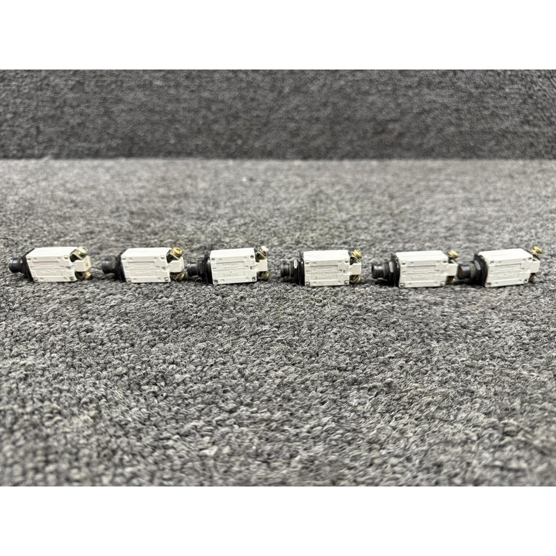 7274-2-1, 7274-2-15 Klixon Push Circuit Breaker Set of 6 (Amps: 1-15)