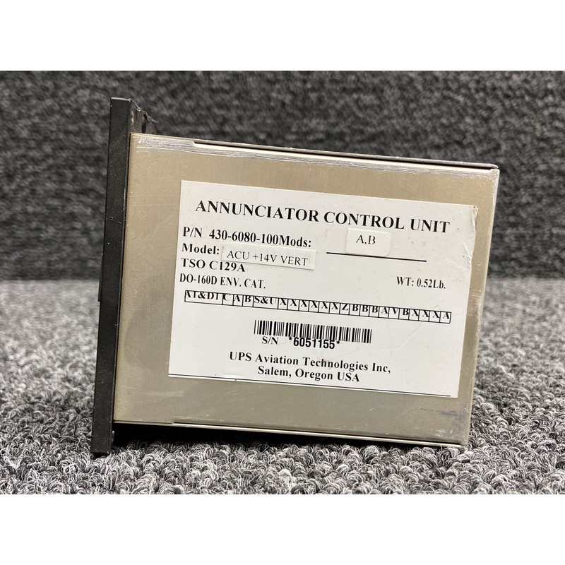 430-6080-100 UPS Aviation Annunciator Control Unit w Mods (14V, No Connector)
