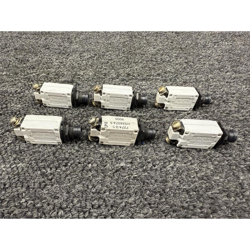 7274-2-1, 7274-2-10 Klixon Push Circuit Breaker Set of 6 (Amps: 1, 2, 3, 5, 10)