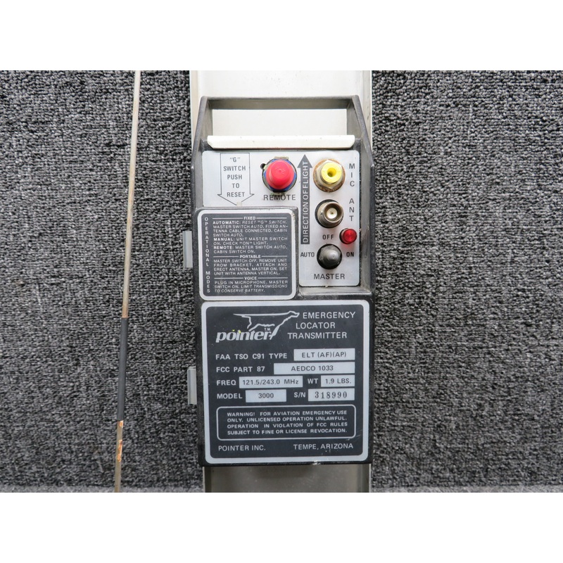 Aedco 1033 Pointer 3000 ELT with Antenna and Mounting Bracket