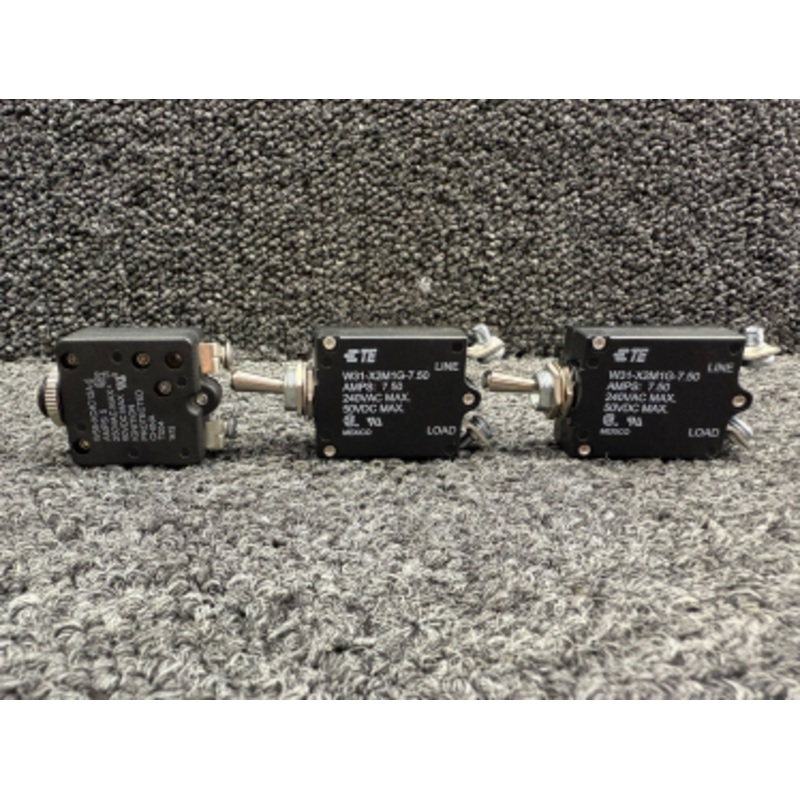 W58-XC4C12A-5, W31-X2M1G-7.50 TE Connectivity Circuit Breakers (Set of 3)