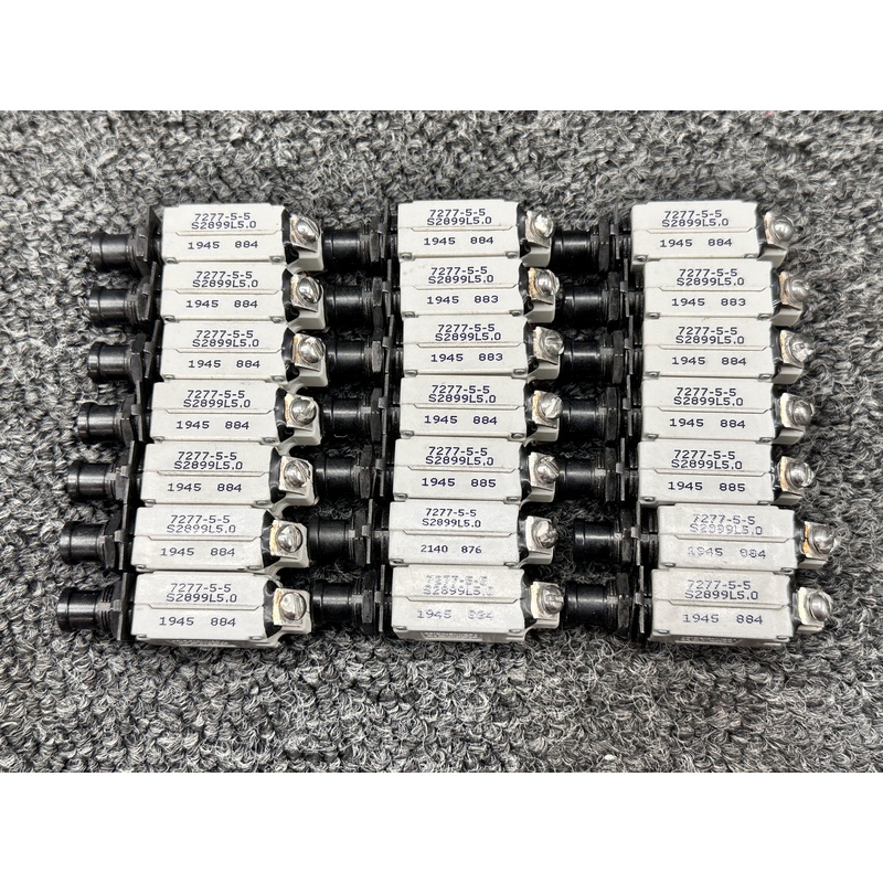 7277-5-5, 7277-5-10, 7277-5-15 Klixon Circuit Breakers (Set of 29)
