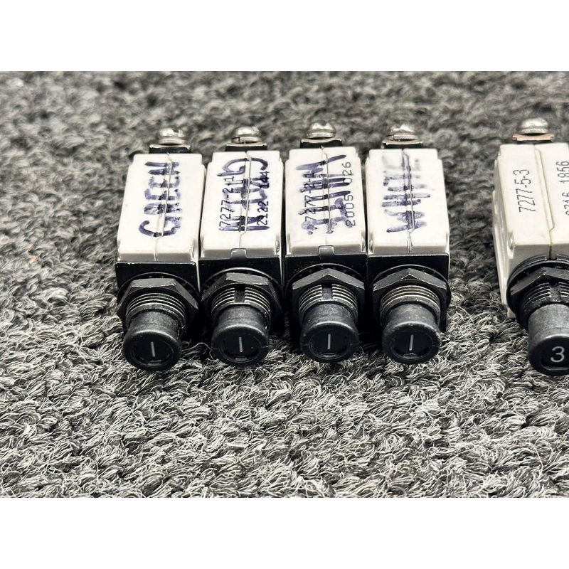 7277-2-1, 7277-5-3, 7277-2-5 Klixon Circuit Breakers (Set of 9)