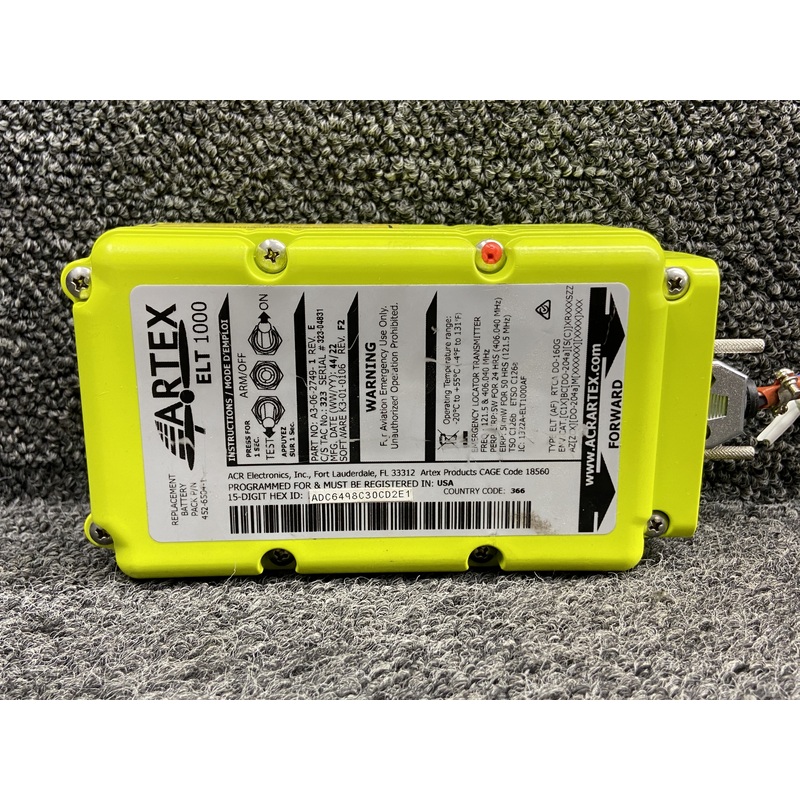 A3-06-2749-1 Artex 1000 Emergency Locator Transmitter w Tray, Switch & Antenna