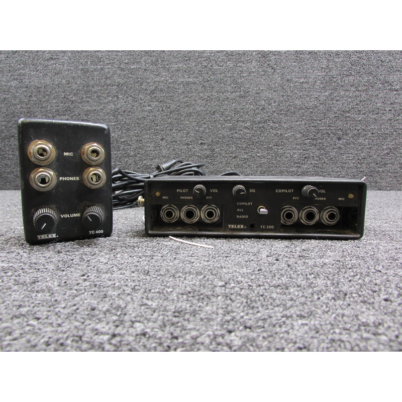 64200-000 Telex TC-200 Co-Pilot Intercom Unit and Mic Jack (Rusted Mic Jack PCB)