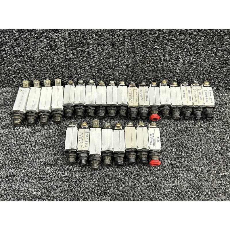7274-2, 7277-5 Klixon Push to Reset Circuit Breaker Set (Amps: Various)