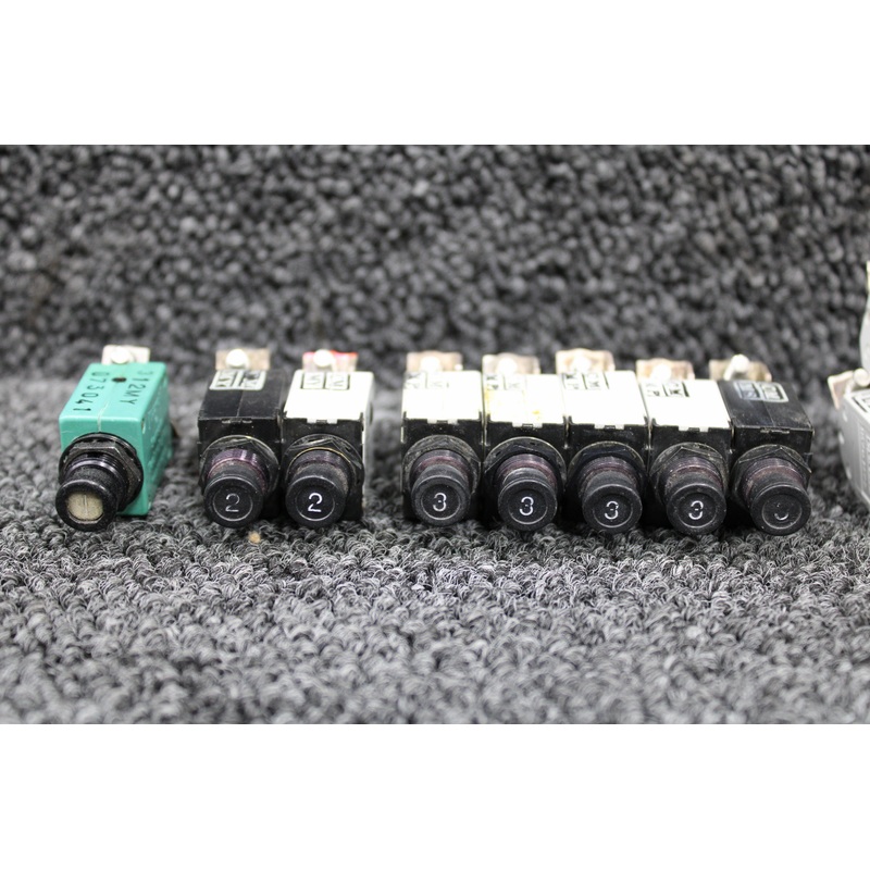 Crouzet, ETA, Klixon Push Breaker Set of 33 (Amps: 1, 2, 3, 5, 10, 25)
