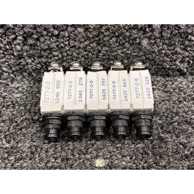 7277-2 Klixon Push to Reset Circuit Breaker Set of 5 (Amps: 2, 3, 5)