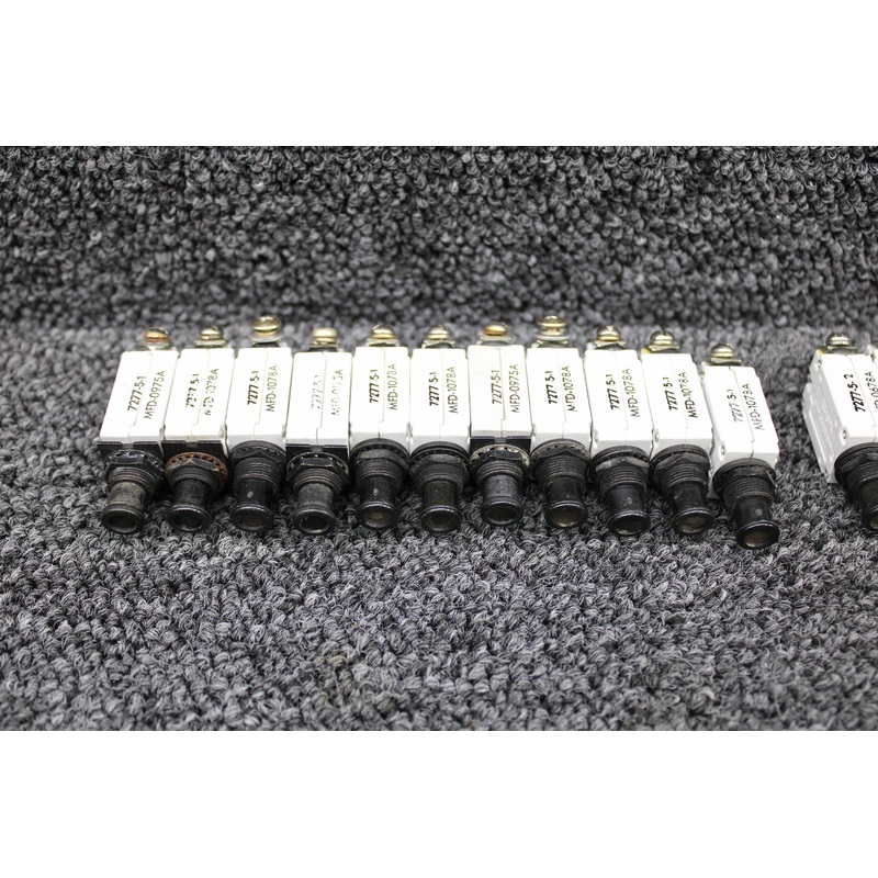 7277 Klixon Push Circuit Breaker Set of 69 (Various Amps: 1-10)