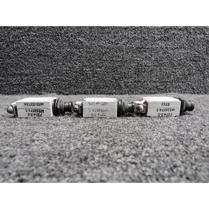 7274-2-5 Klixon Push Circuit Breaker Set of 3