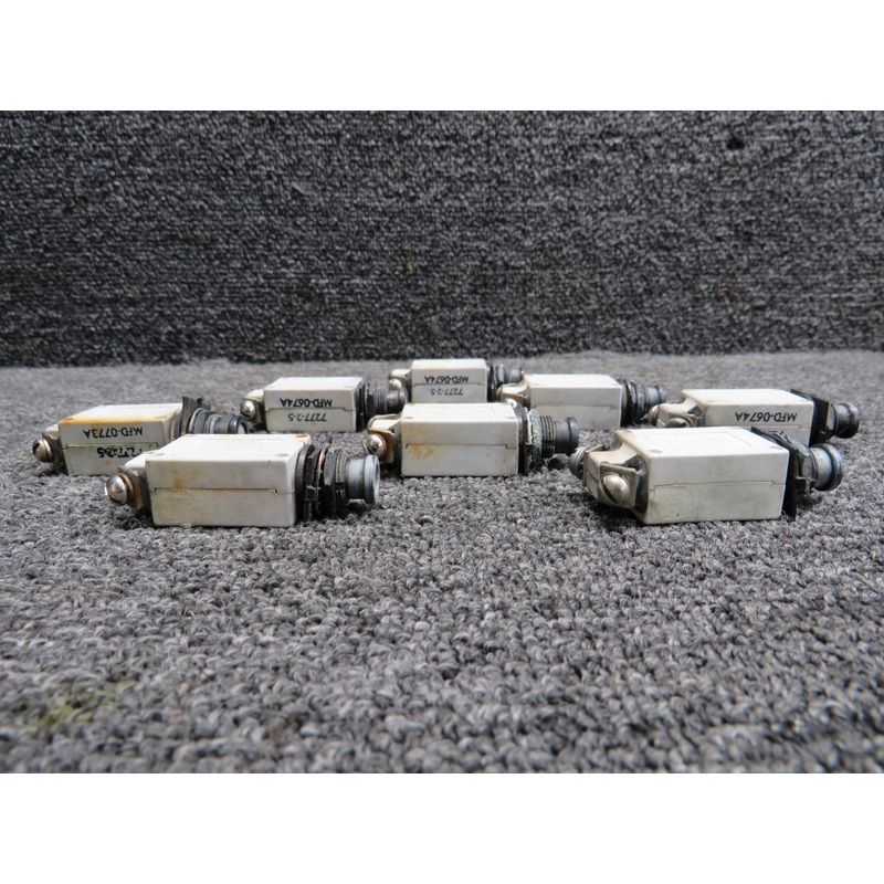7277-2-5 Klixon Push Circuit Breaker Set of 8 (5 Amps)