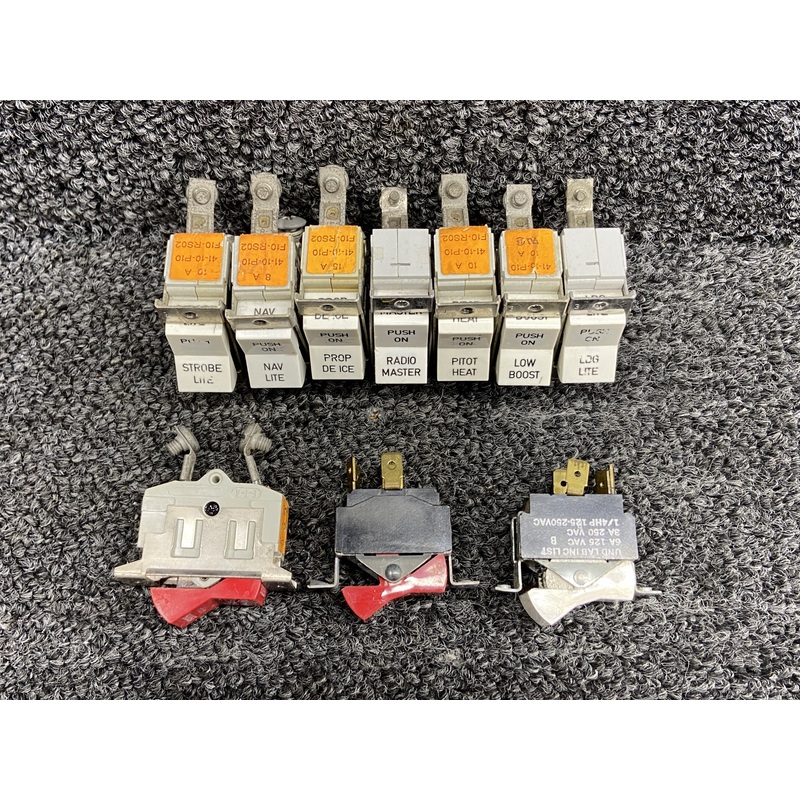 ETA Rocker Switch Set (High Boost, Prop De-Ice, Low Boost, Lights, Radio, Pitot)