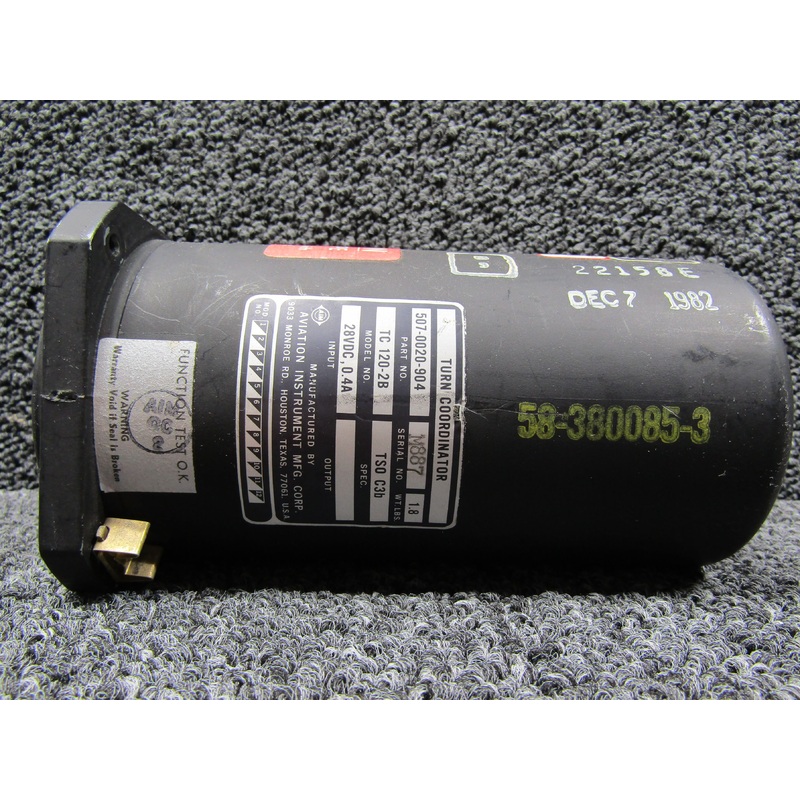 507-0020-904 Aviation Instrument TC120-2B Turn Coordinator (Volts:28) (Amps:0.4)