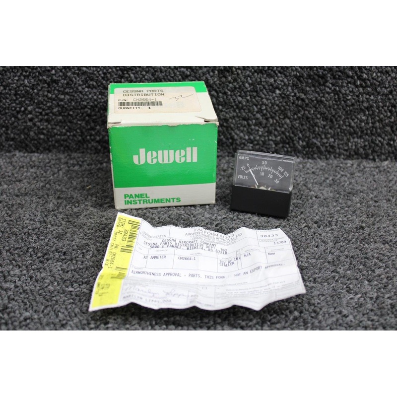 CM-2664-1 (Alt: 910032-102) Jewell Ammeter, Voltmeter Indicator Has 8130-3 (NOS)