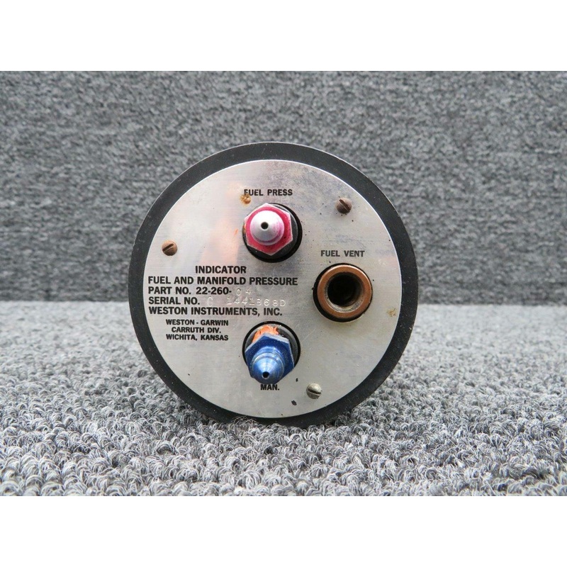 22-260-04 (ALT: 820009-501) Mooney M20C Weston Fuel / Manifold Pressure Gauge