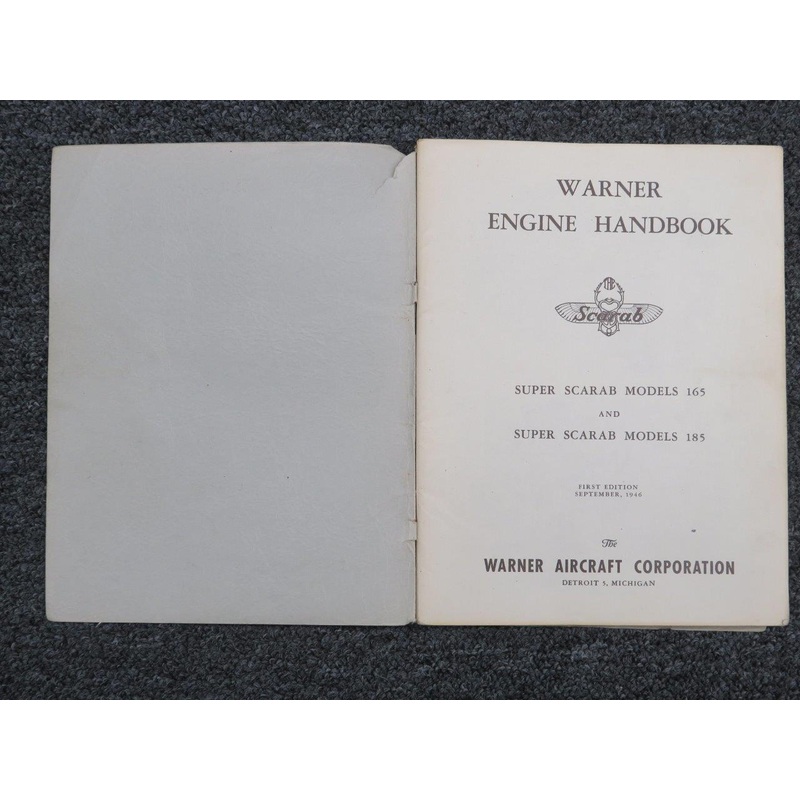1946 Warner Super Scarab Engine Handbook for 165 & 185 Models