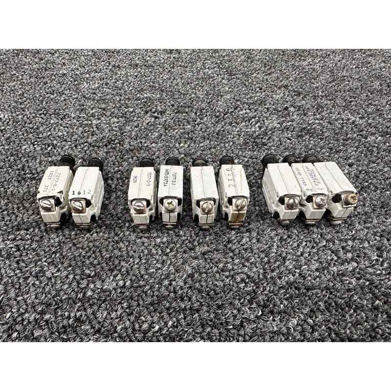 7277-2-3, 7277-2-5 Klixon Push Circuit Breaker (Set of 9)