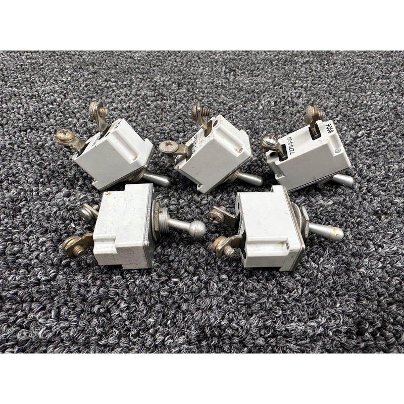 MS24509A-5 Texas Inst and Klixon Toggle Switch Set of 5 (Amps: 5, 10, 20)