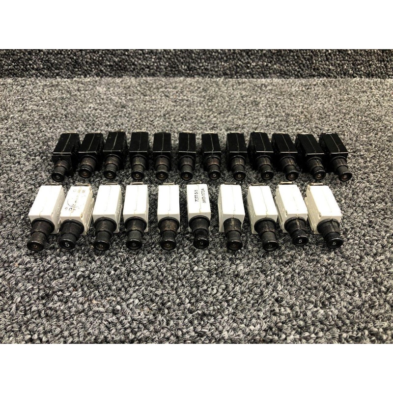 7277-5-5 / 7277-5-10 / 7277-5-15 Klixon Push Breaker Set of 37 (Amps: 1-15)