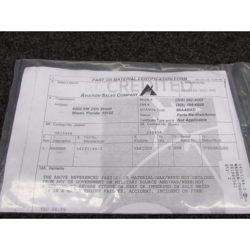 161T1144-2 Boeing Washer (NEW OLD STOCK) (SA)